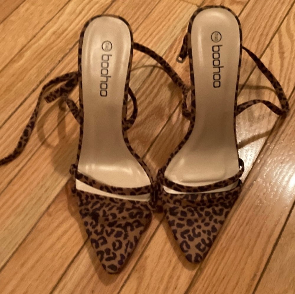 Boohoo Leopard Print Women's Strappy Stiletto Heels, EU 40 |UK 7 |US 9
